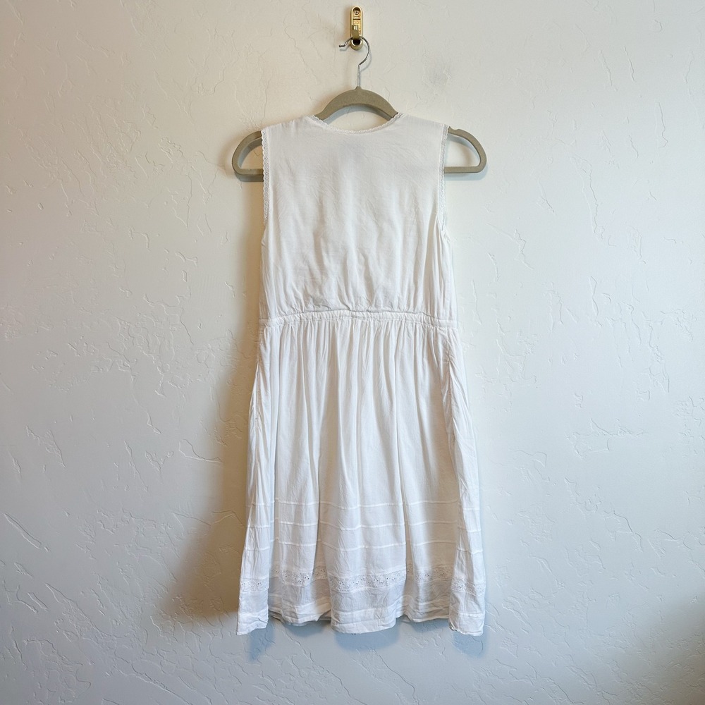 Reformation | Lonnie Embroidered Lace Cotton Blend Midi Dress in White | Size 0 - Picture 7 of 9